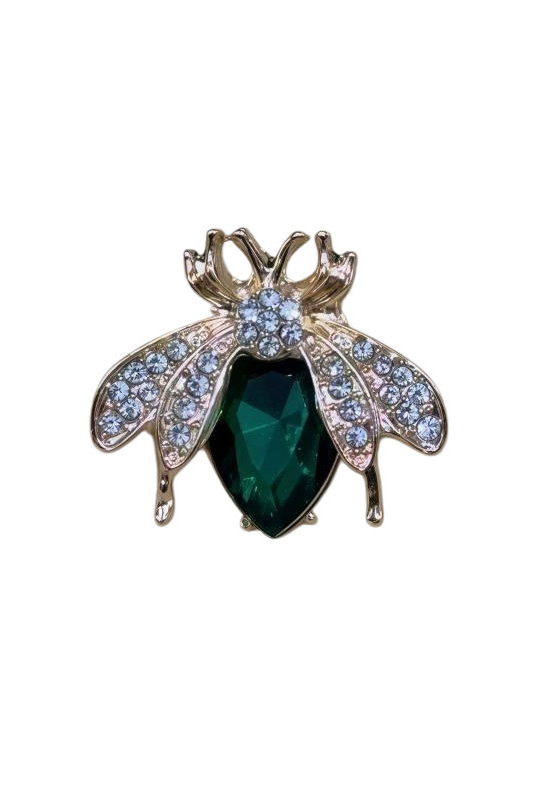 Gold Plated Bee Brooch Sparkly Crystal Rhinestone Lapel Pin