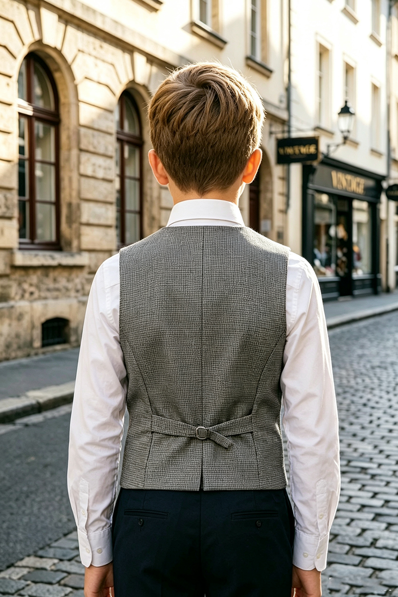 Boys Grey Houndstooth Waistcoat for Weddings