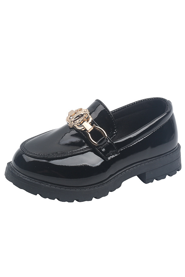 Black Patent Kids Loafer Dress British‑Style Shoes