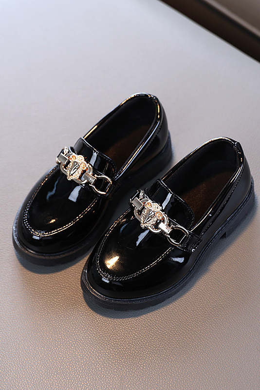 Black Patent Kids Loafer Dress British‑Style Shoes