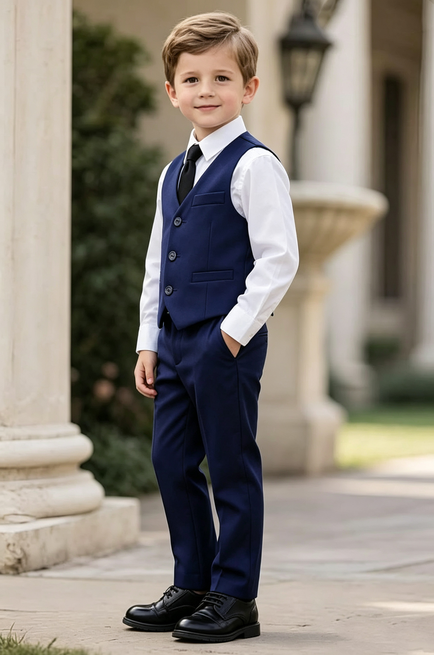 Navy Blue Single‑Breasted Waistcoat 2‑Piece Formal Set