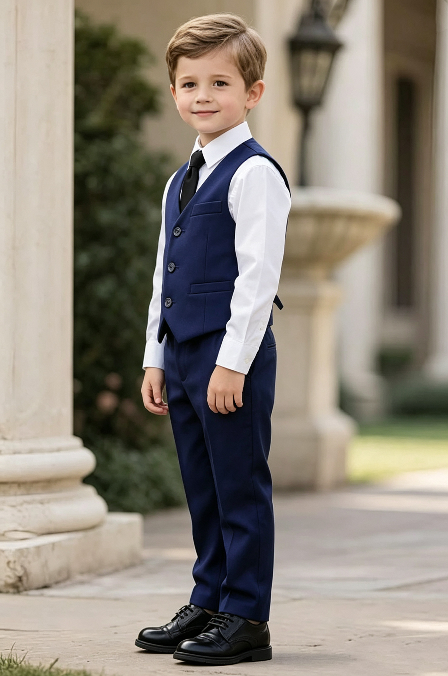Navy Blue Single‑Breasted Waistcoat 2‑Piece Formal Set