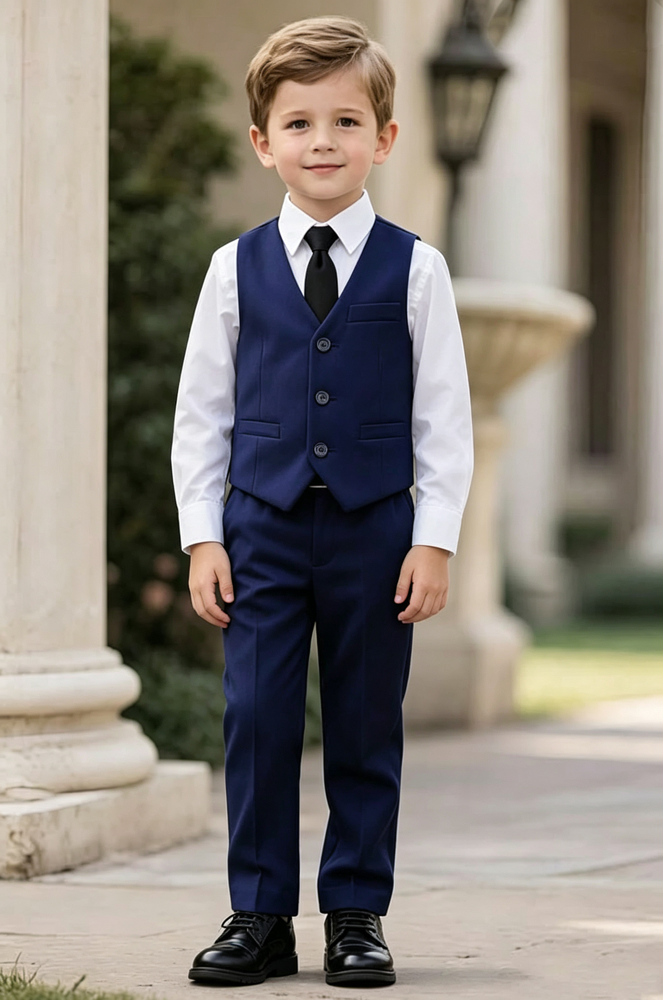 Navy Blue Single‑Breasted Waistcoat 2‑Piece Formal Set