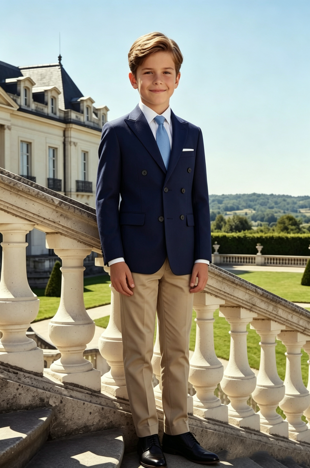 Navy & Khaki Double‑Breasted Formal 2‑Piece Suit