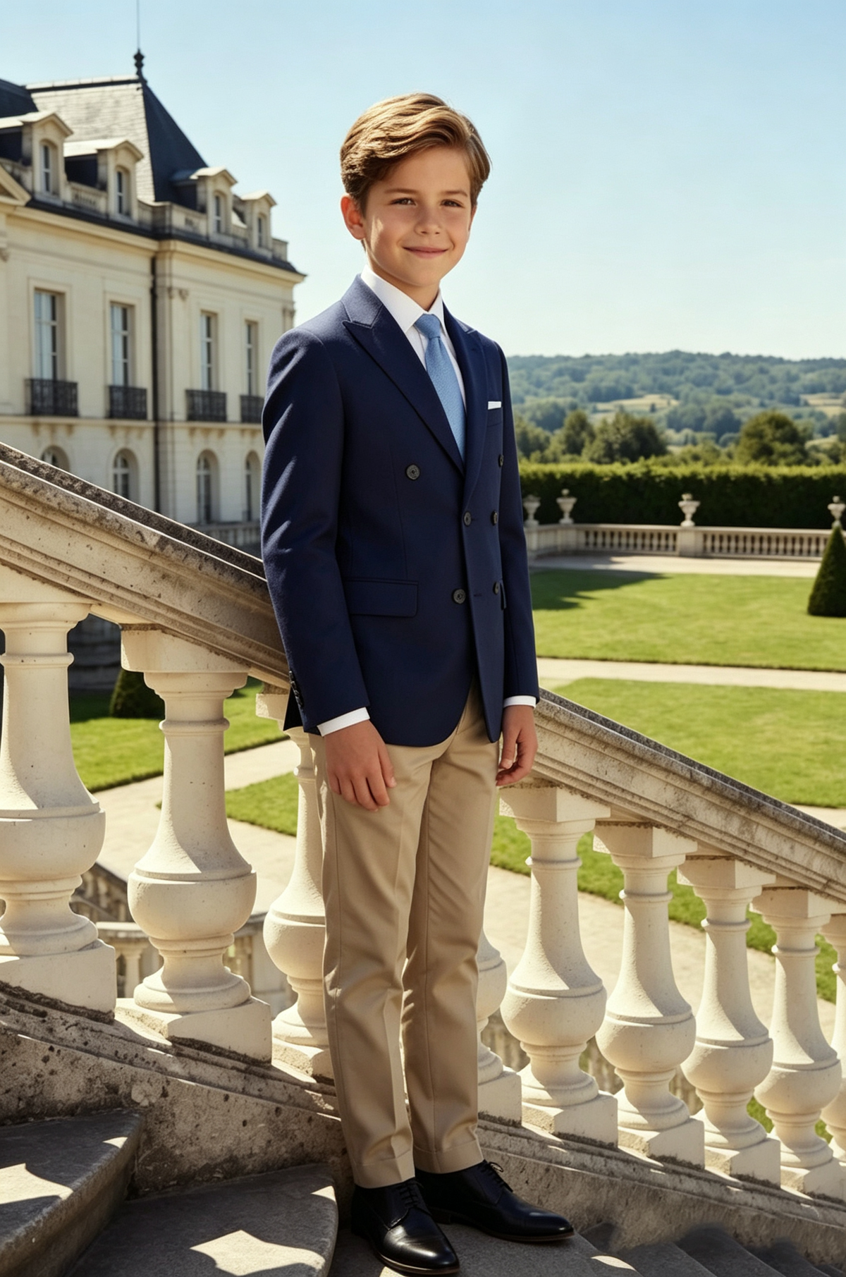 Navy & Khaki Double‑Breasted Formal 2‑Piece Suit