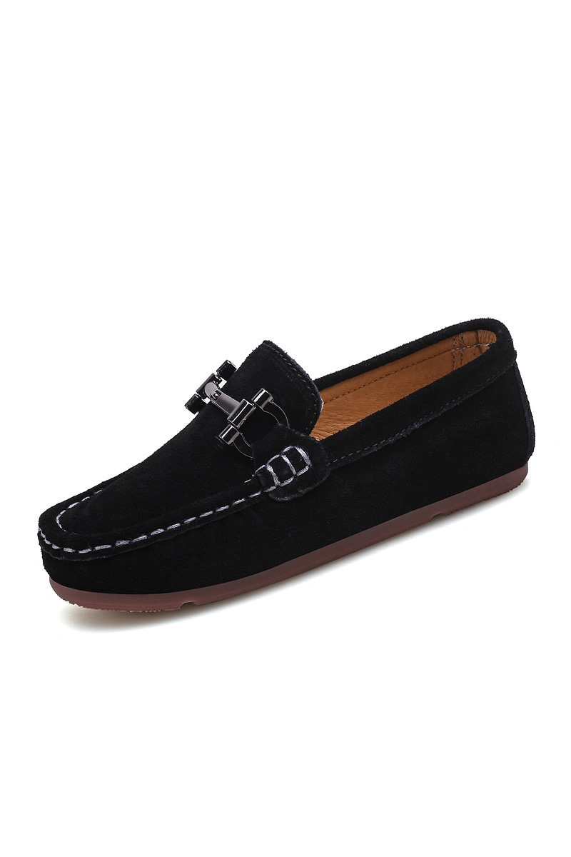 Boys Suede Loafers for Weddings with Decorative Metal Bit Accent