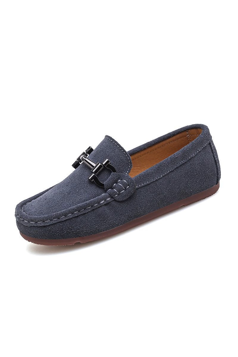 Boys Suede Loafers for Weddings with Decorative Metal Bit Accent