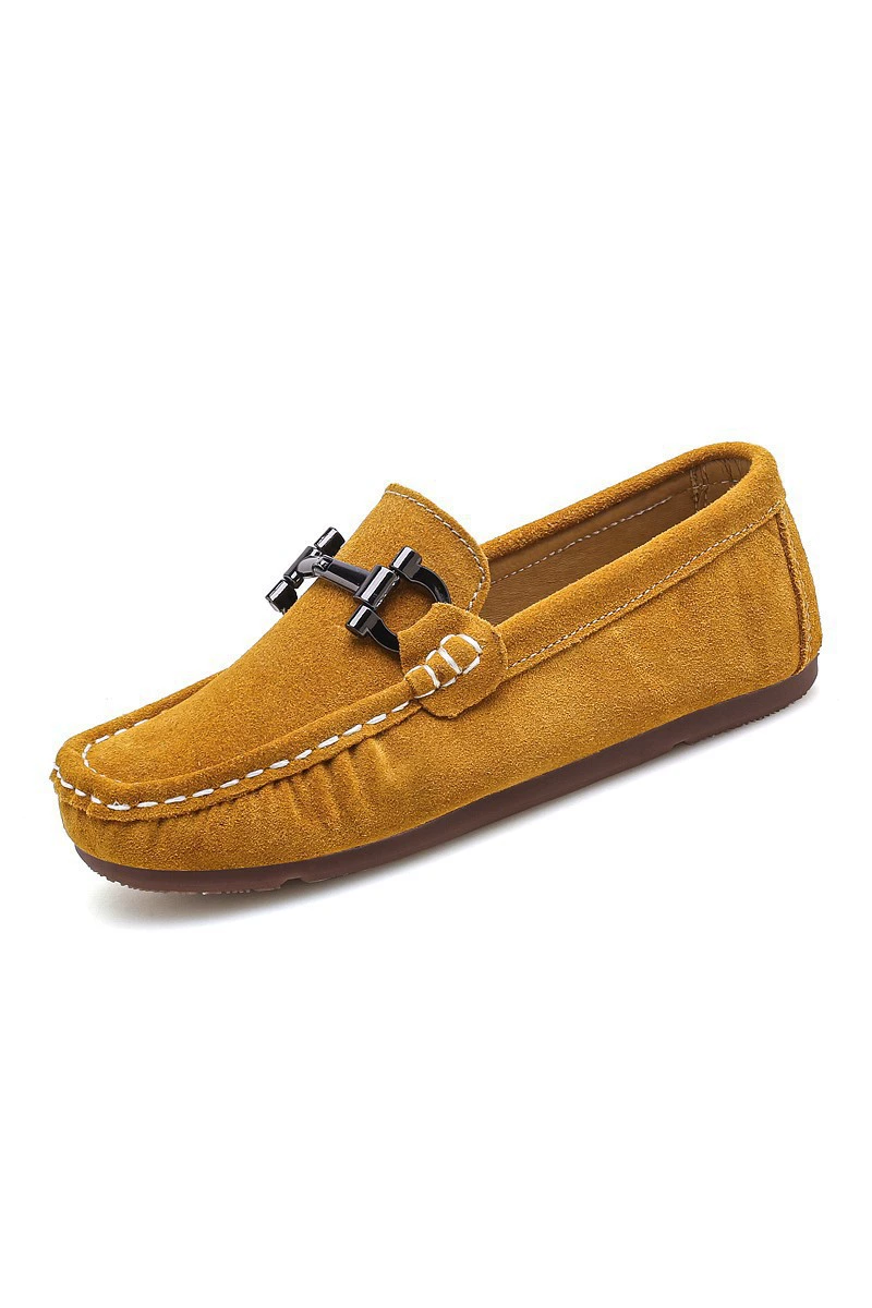 Boys Suede Loafers for Weddings with Decorative Metal Bit Accent