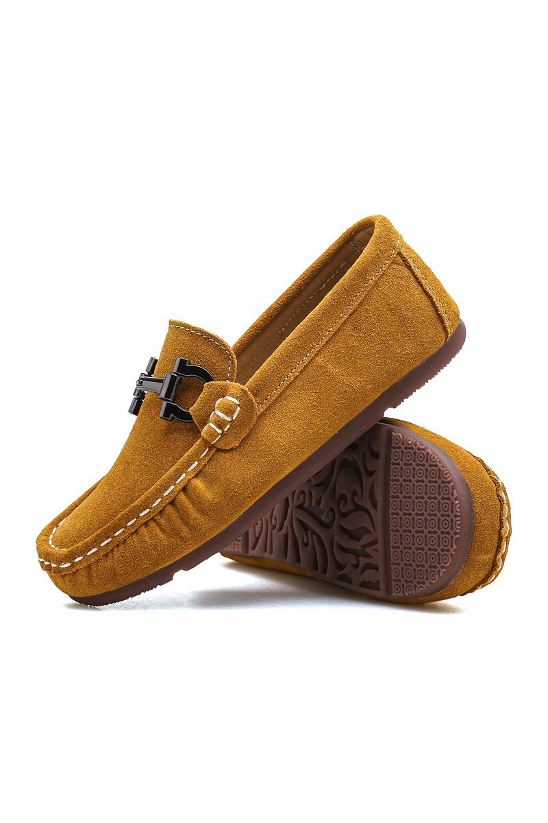 Boys Suede Loafers for Weddings with Decorative Metal Bit Accent
