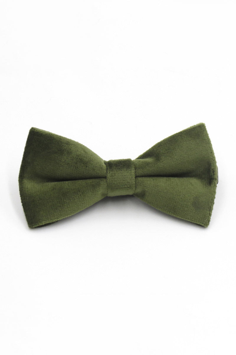 Boys Dark Green Velvet Bow Tie for Weddings with Classic Pre‑Tied Silhouette Product Description