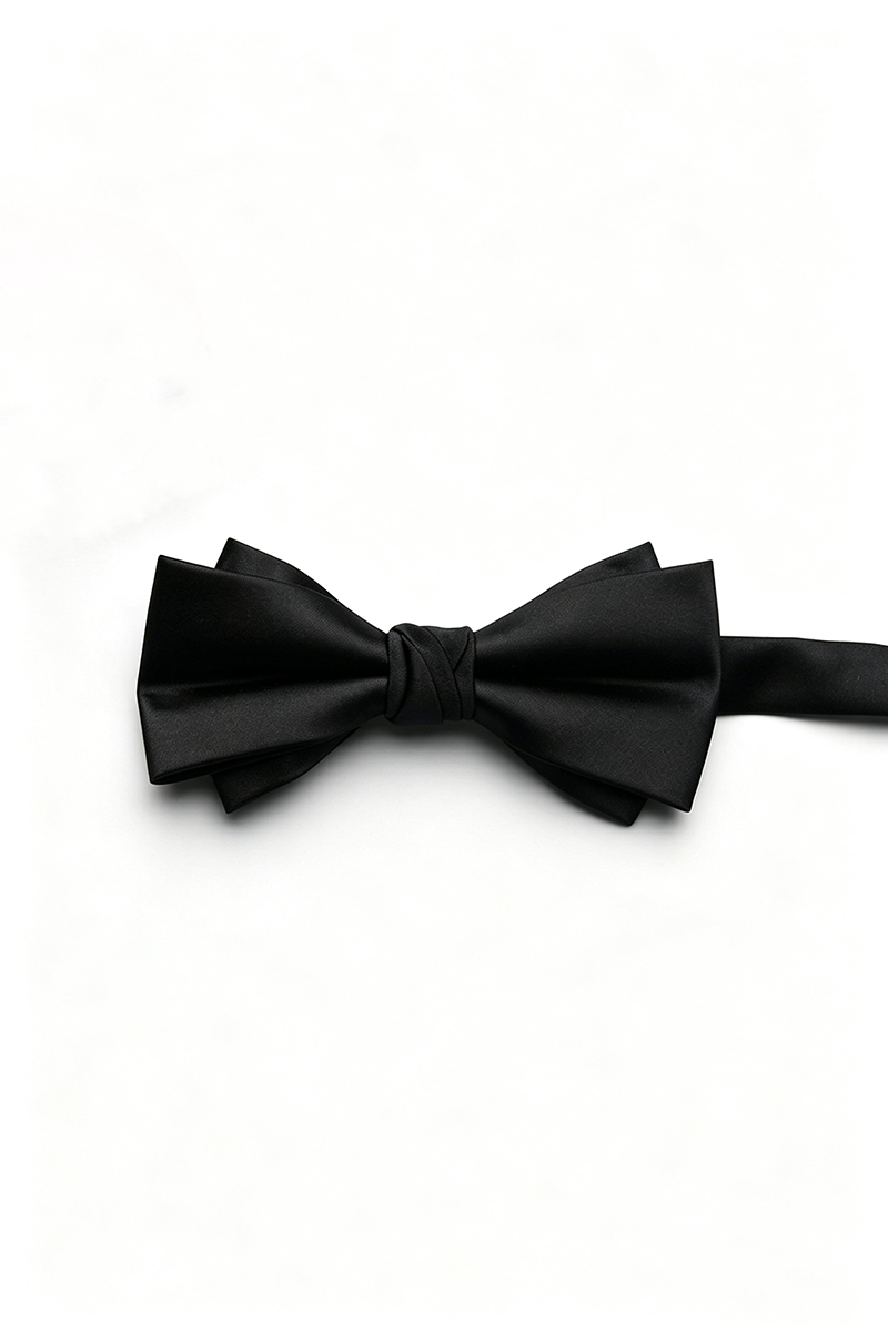 Boys Burgundy Satin Bow Tie for Weddings with Elegant Layered Design