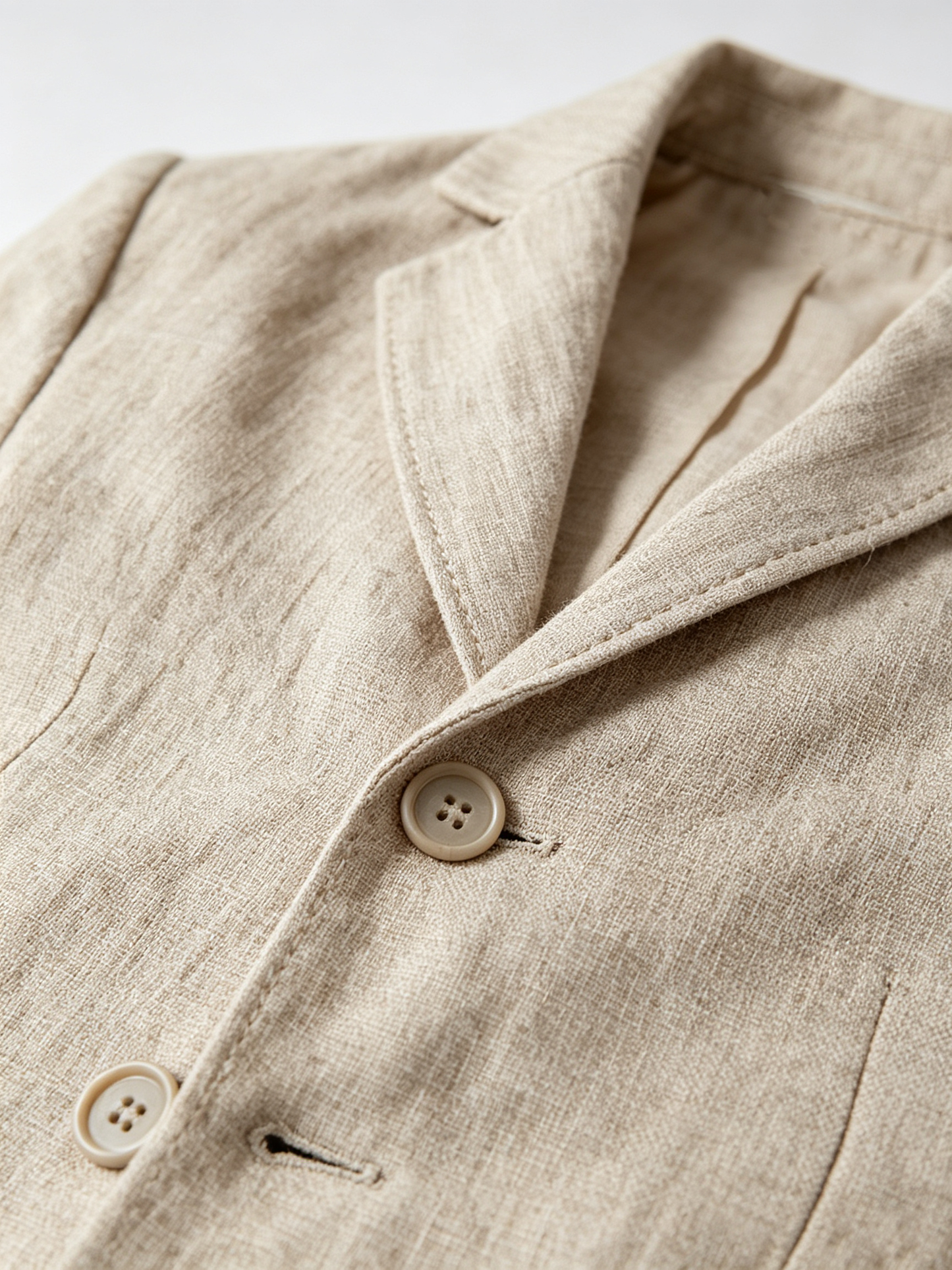 Oat Beige Cotton‑Linen Blend Plaid Straight‑Leg Shorts 2‑Piece Suit