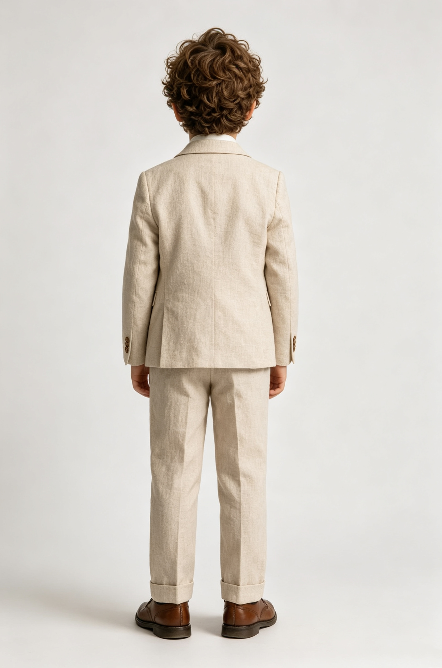 Beige Cotton‑Linen Blend Single‑Breasted Blazer 3‑Piece Suit