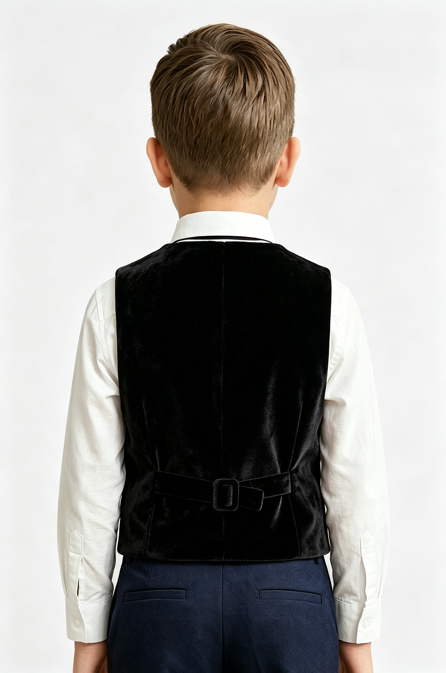 Black Velvet V‑Neck Single‑Breasted Formal Vest
