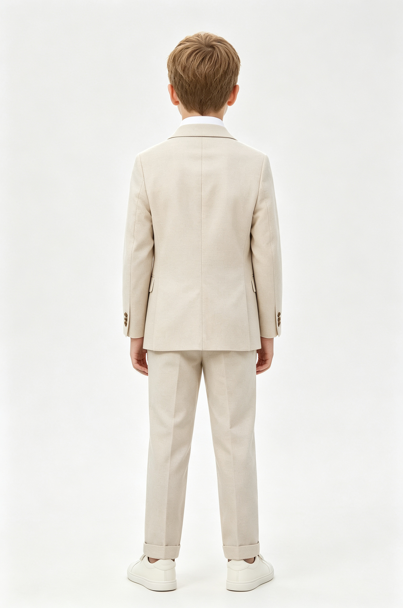 Beige & Sage‑Green Cotton‑Linen Blend Single‑Breasted Contrast Waistcoat 3‑Piece Suit
