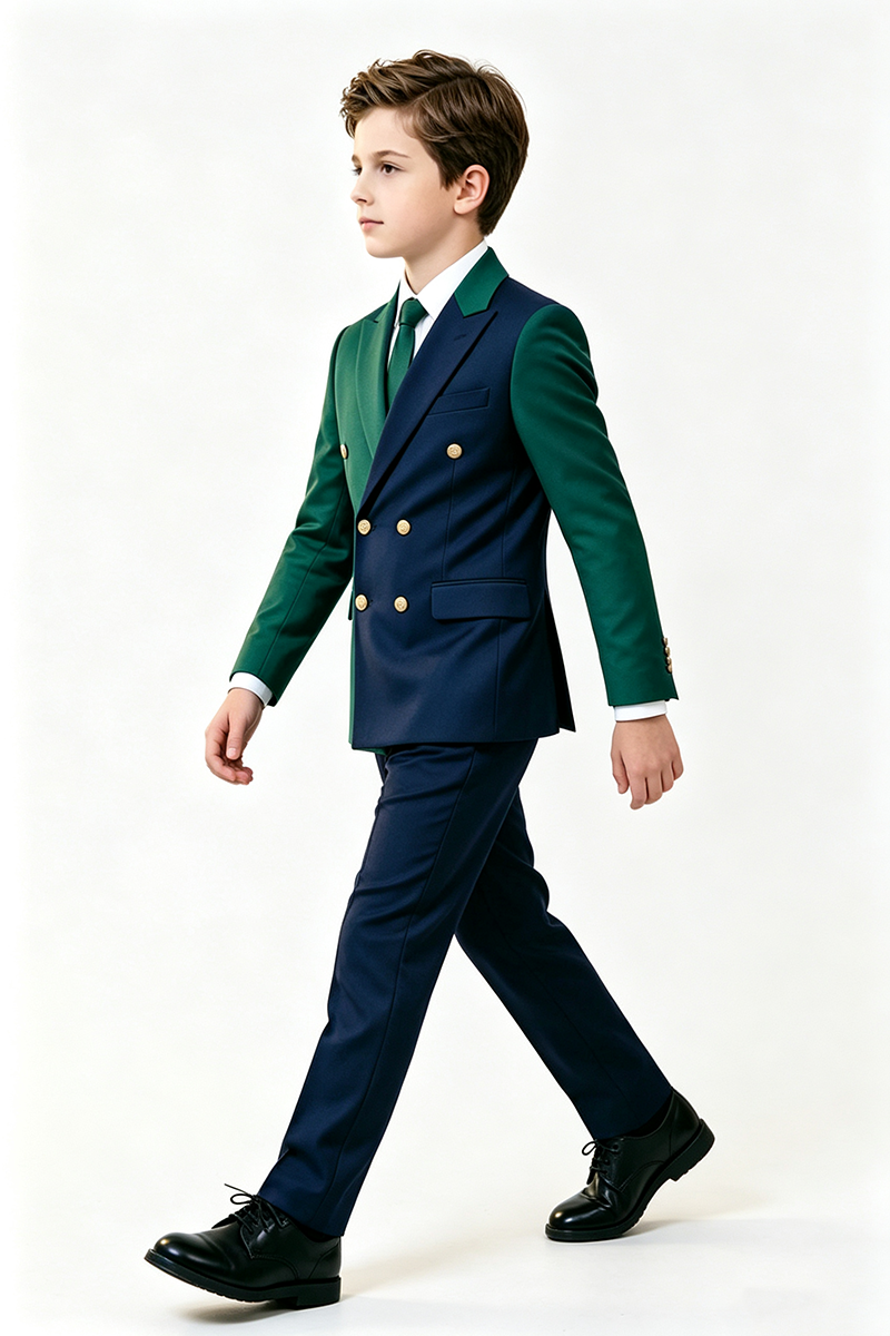 Boys Green & Navy 2-Piece Suit for Weddings