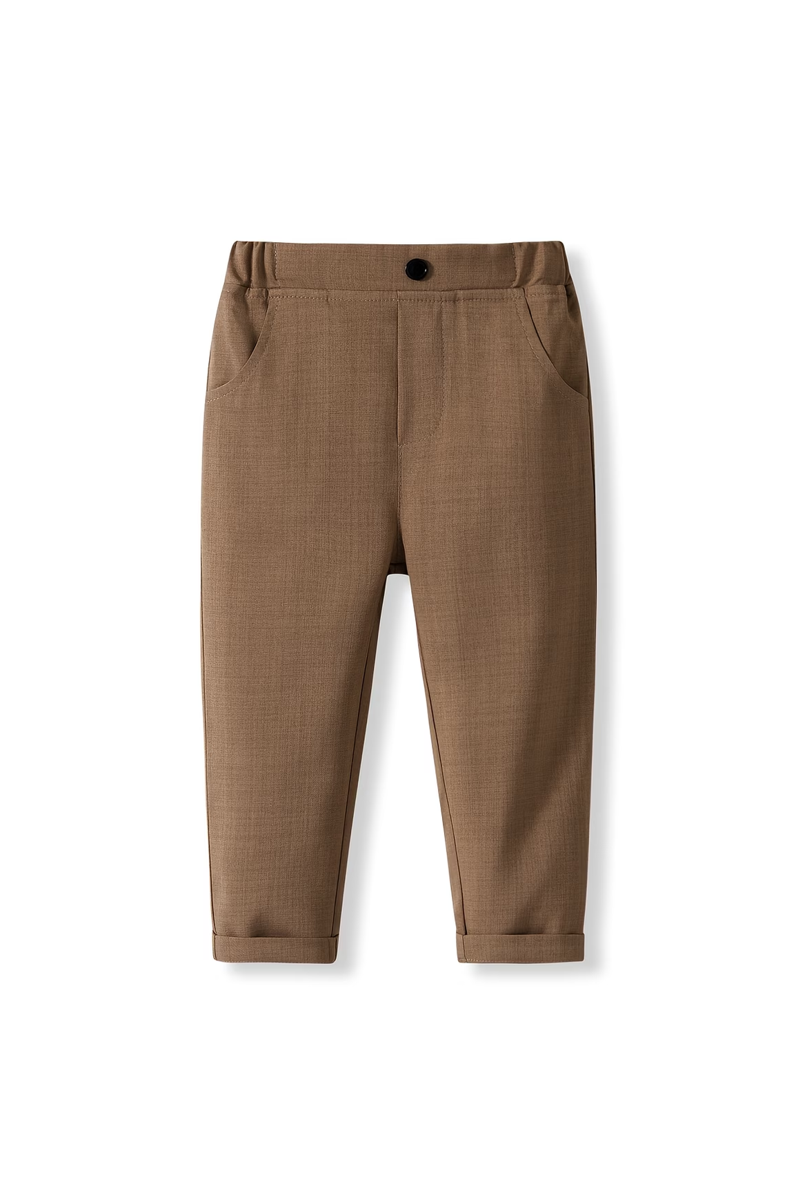 Brown Cotton‑Linen Blend V‑Neck Double‑Breasted Waistcoat 2‑Piece Suit Set