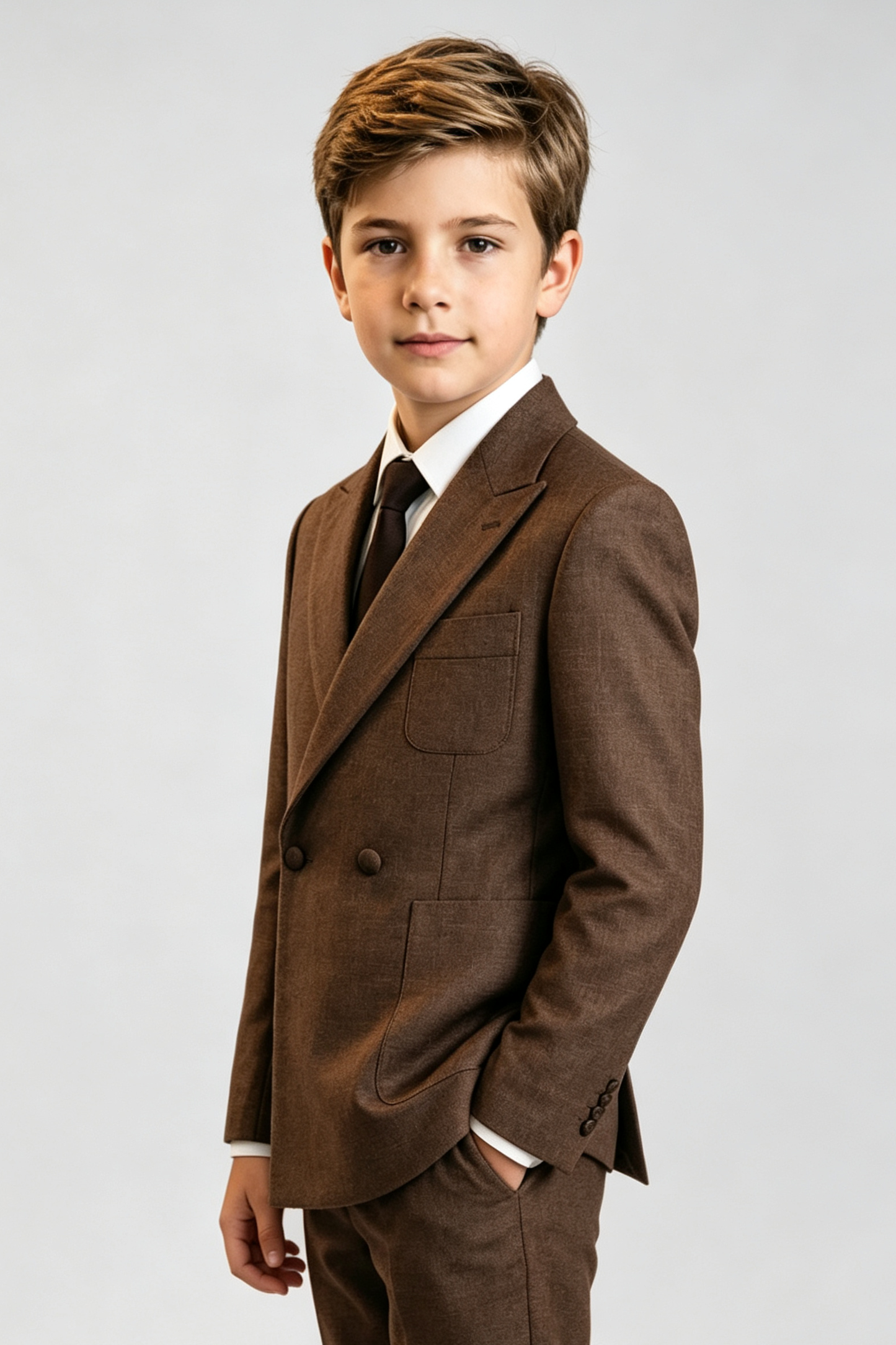 Deep Brown Blend Double‑Breasted Formal Suit Blazer