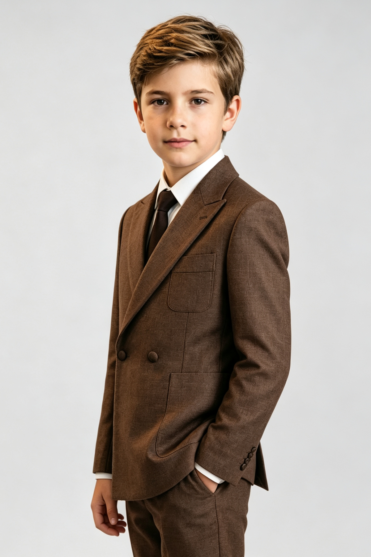 Deep Brown Blend Double‑Breasted Formal Suit Blazer