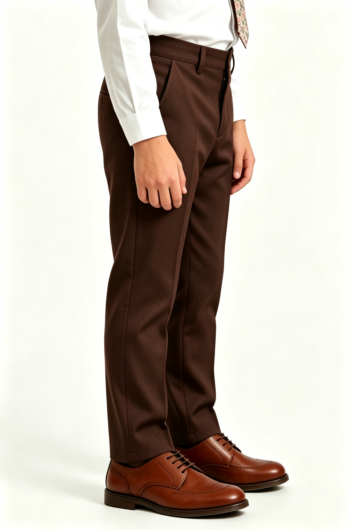 Deep Brown Blend Straight‑Leg Suit Trousers