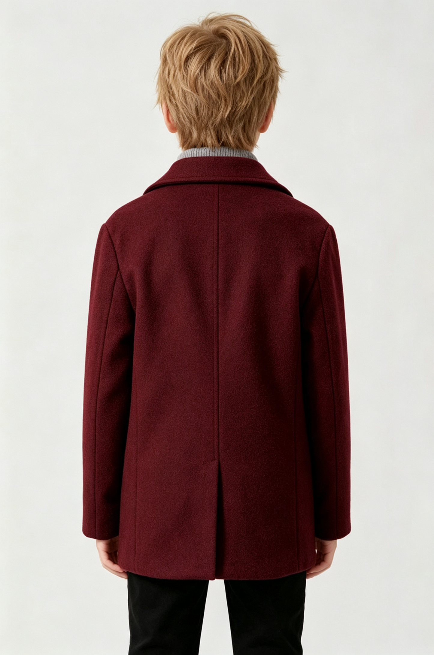 Burgundy Blend Short Single‑Breasted Formal Overcoat