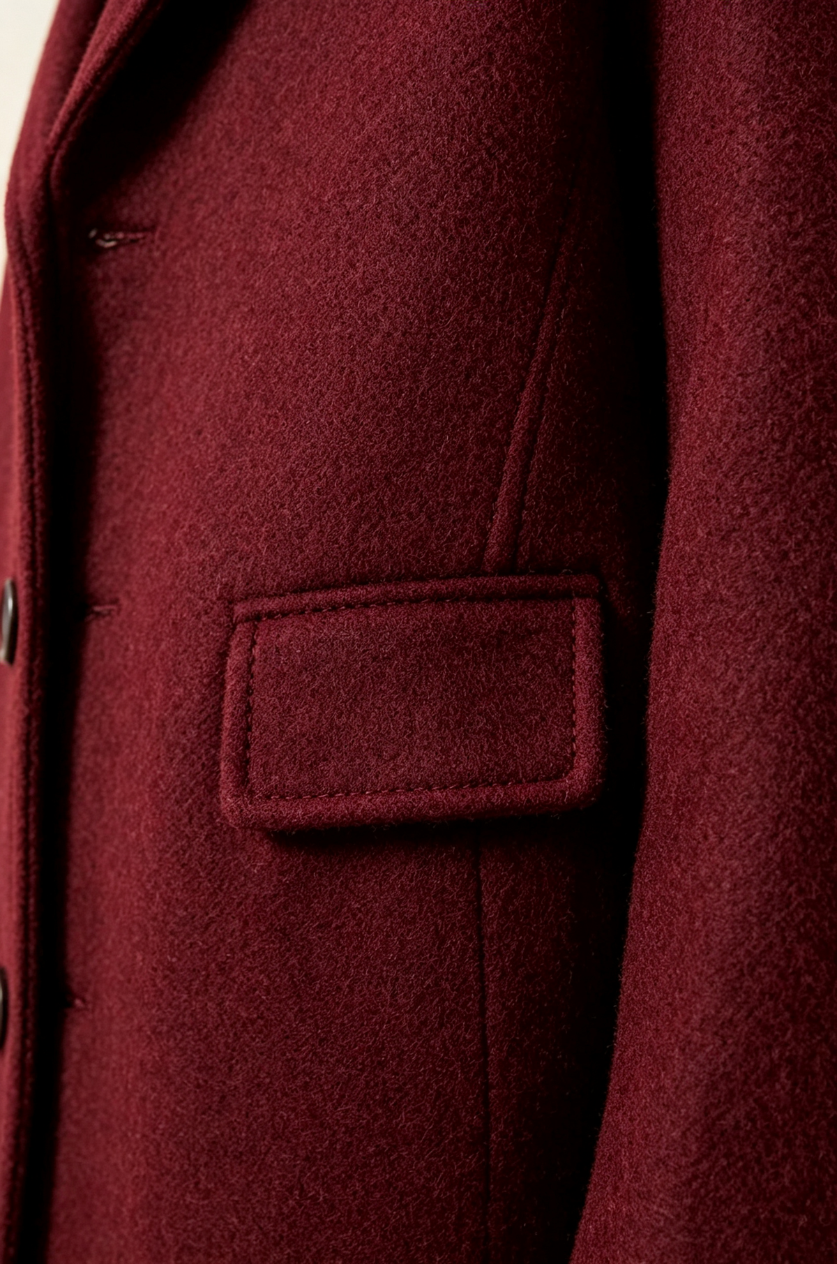 Burgundy Blend Short Single‑Breasted Formal Overcoat