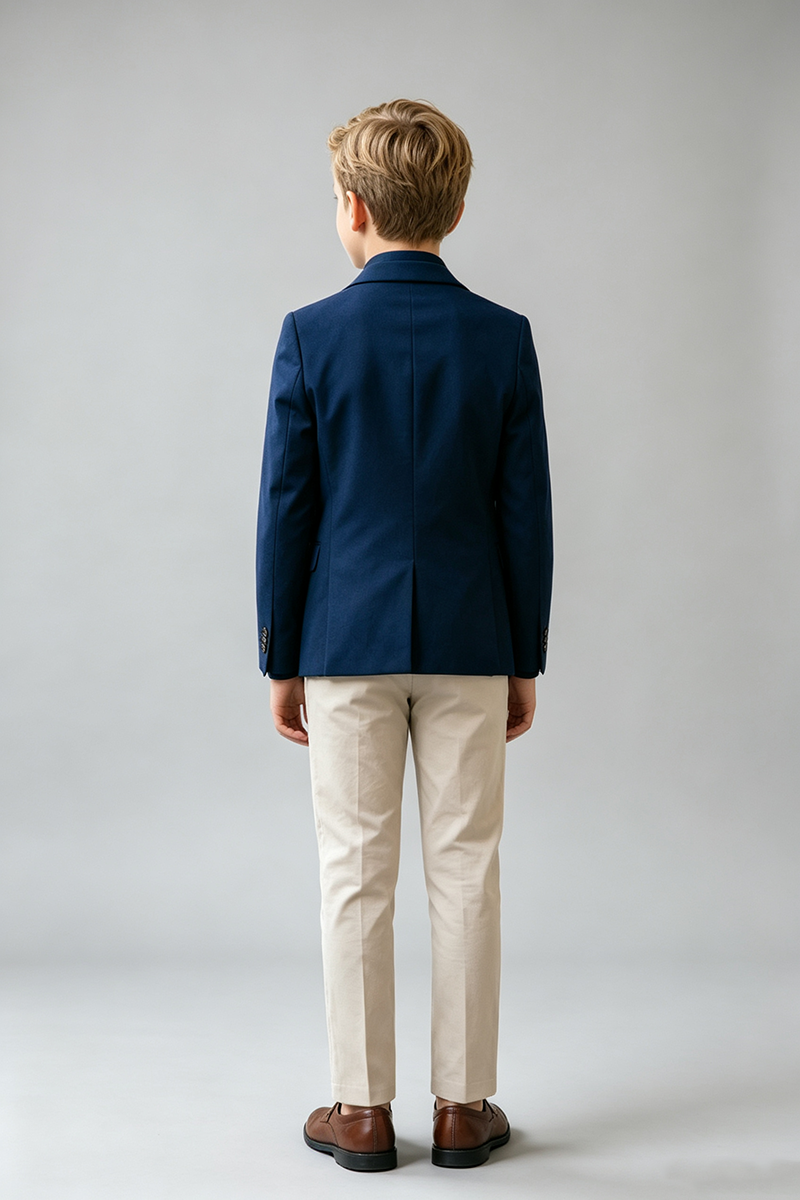 Boys Navy & Beige 2-Piece Suit for Weddings