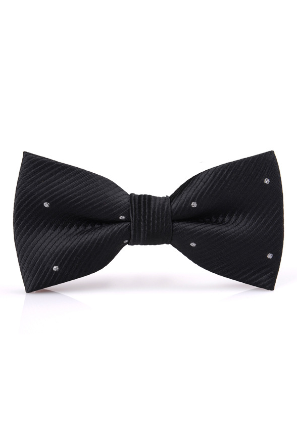 Boys Black Rhinestone Twill Pre‑Tied Bow Tie