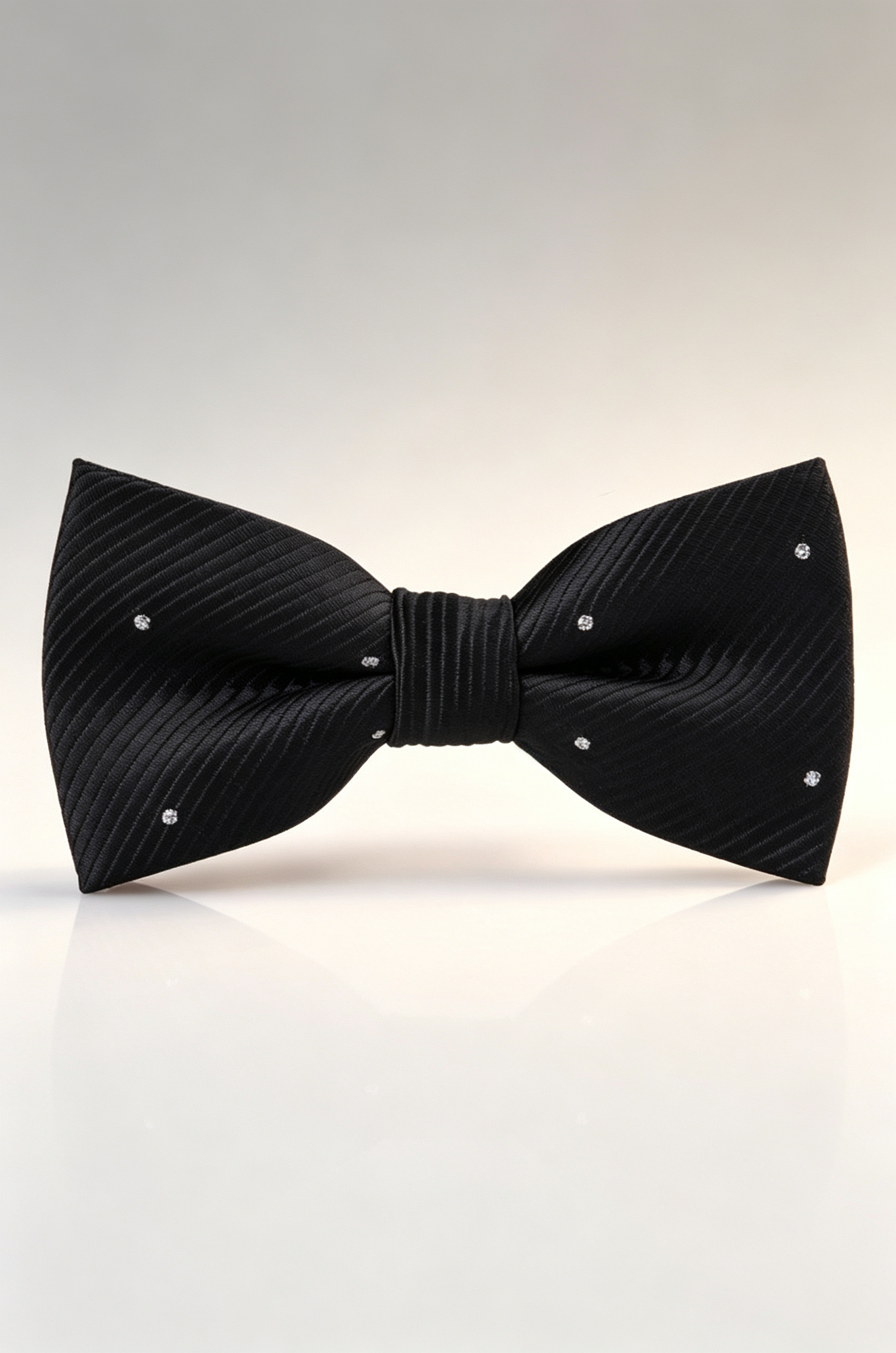Boys Black Rhinestone Twill Pre‑Tied Bow Tie
