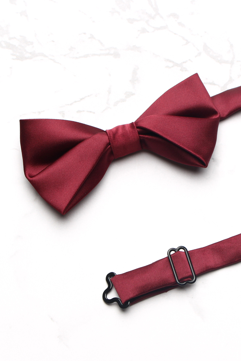 Boys Burgundy Satin Bow Tie for Weddings with Adjustable Fastening Strap
