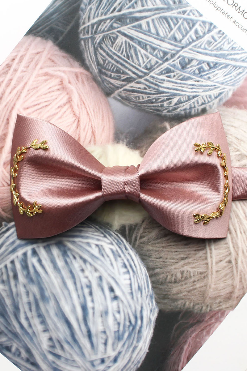 Boys Black  Bow Tie for Weddings with Golden Laurel Embellishment Detail
