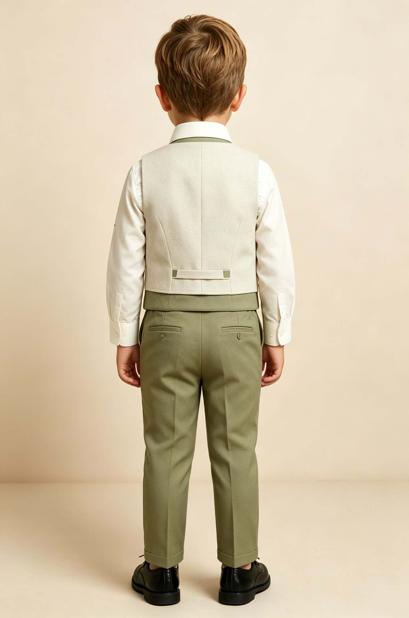 Green Faux‑Layer V‑Neck Single‑Breasted Waistcoat 2‑Piece Suit Set
