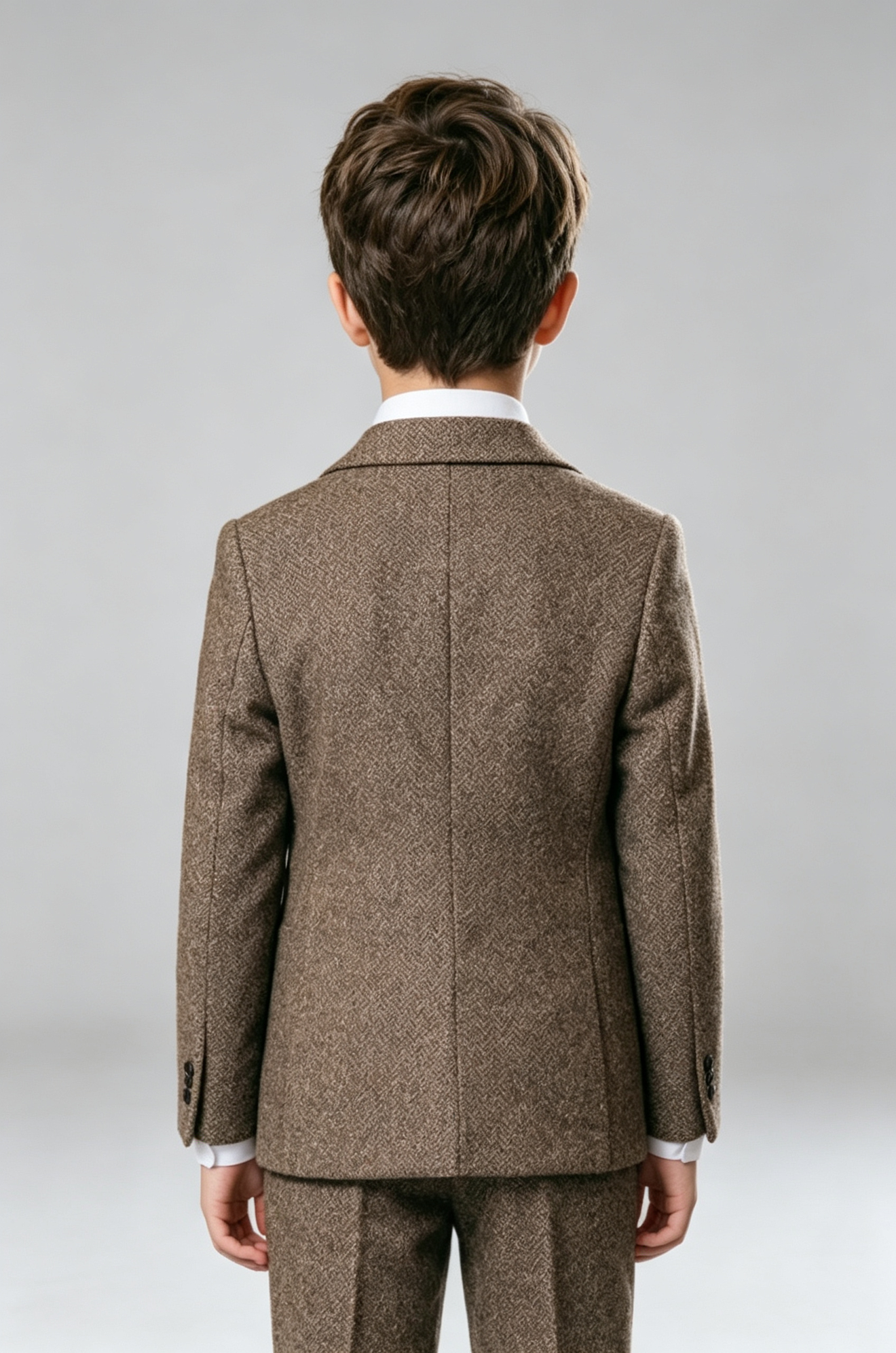 Dark‑Brown Herringbone Formal Blend Single‑Breasted Blazer