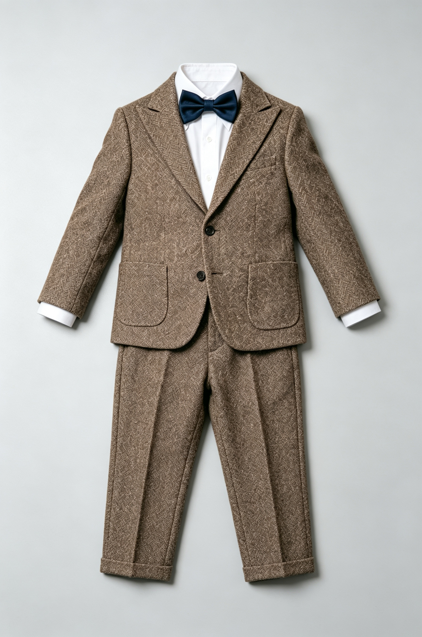 Dark‑Brown Herringbone Formal Blend Single‑Breasted Blazer