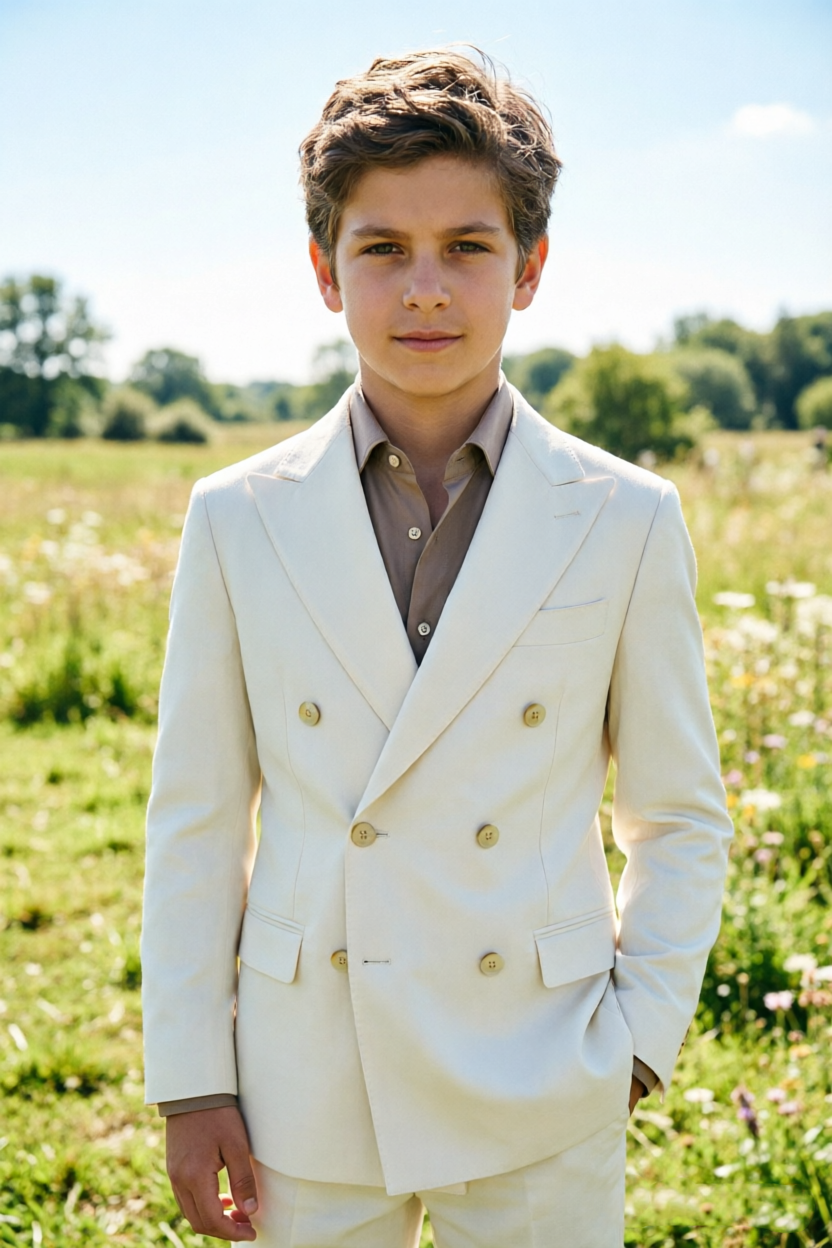Off White Blend Double‑Breasted Formal Blazer