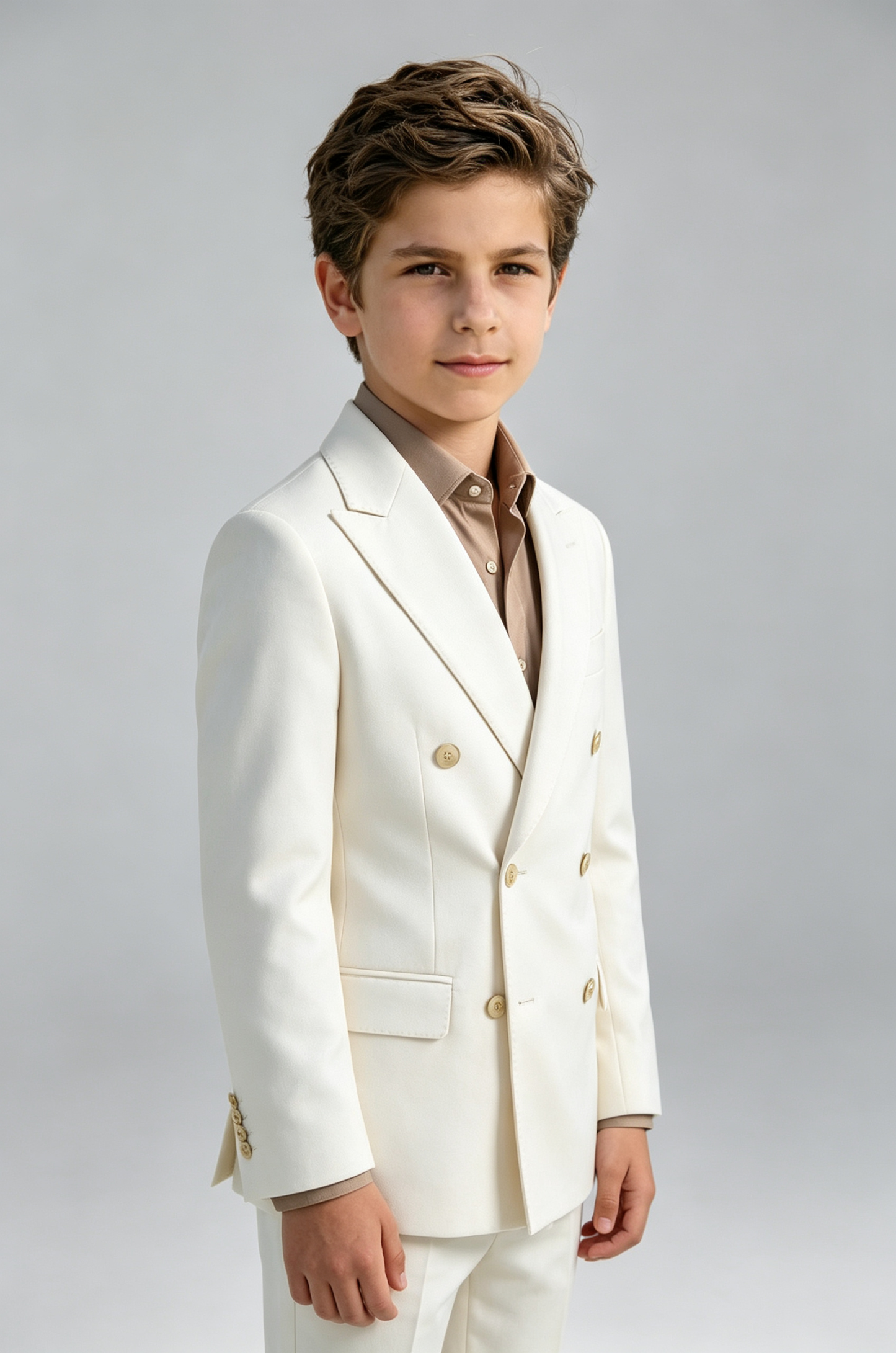 Off White Blend Double‑Breasted Formal Blazer