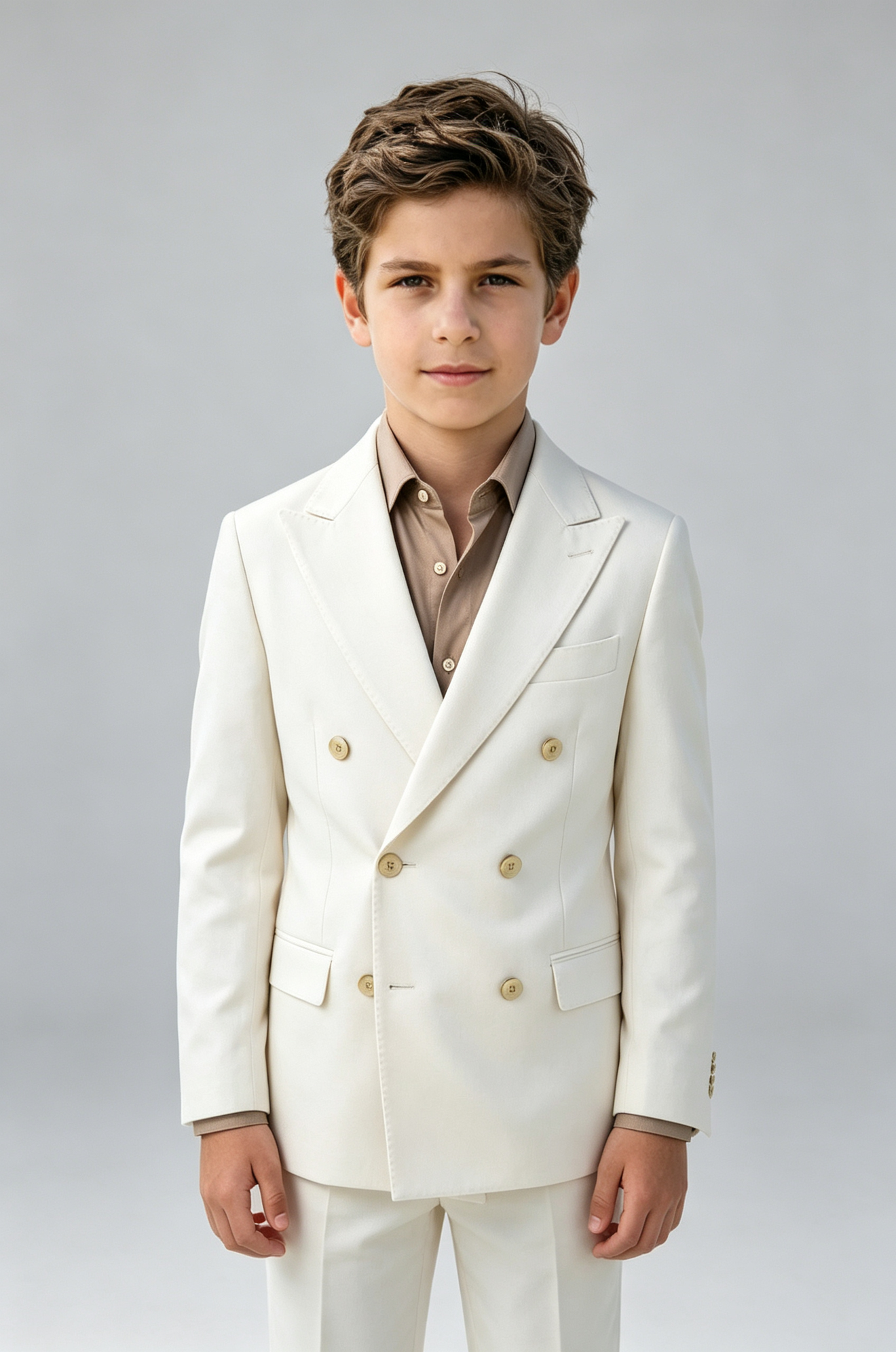 Off White Blend Double‑Breasted Formal Blazer