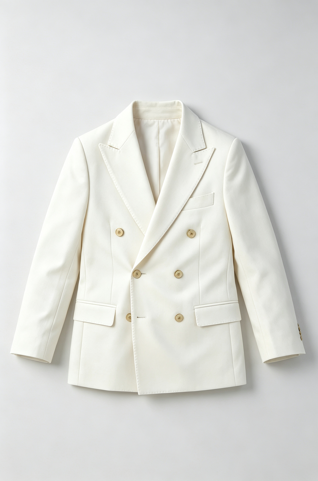 Off White Blend Double‑Breasted Formal Blazer