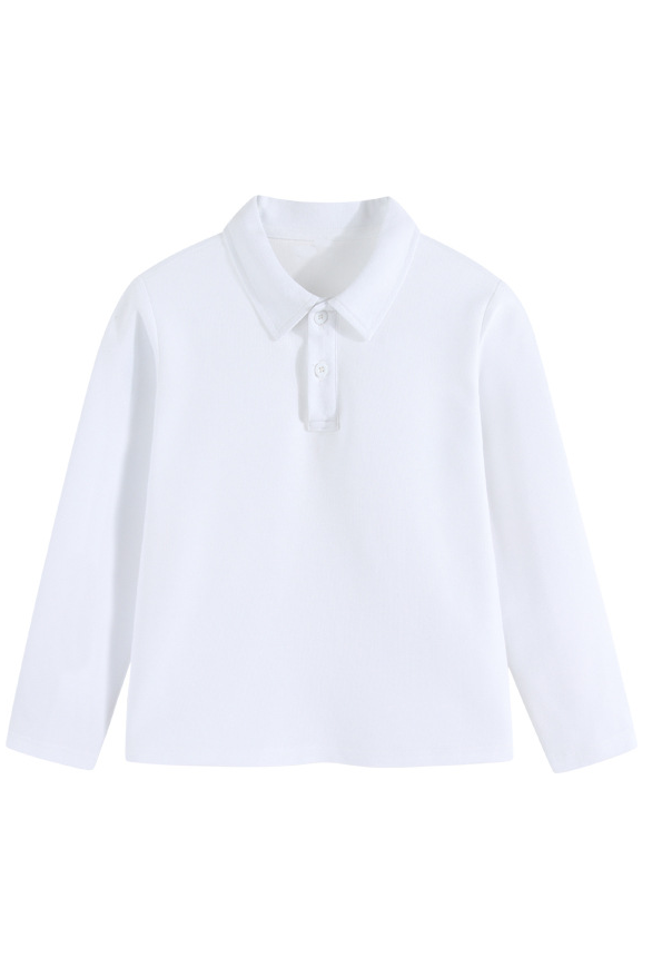 White Long‑Sleeve Polo Cotton‑Linen Blend Knit Collared Shirt