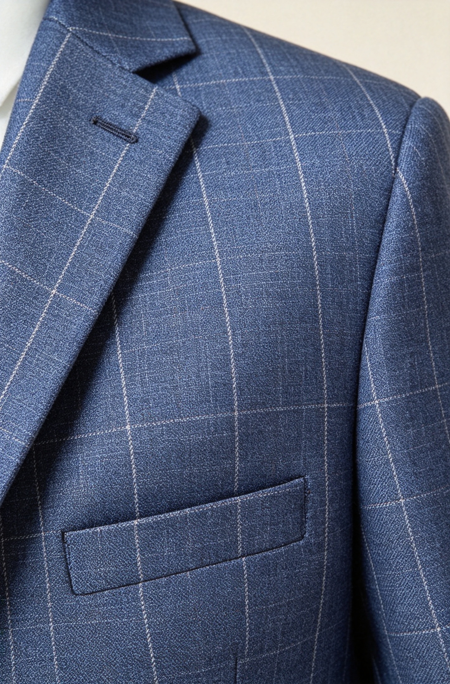 Deep Blue Windowpane‑Check Single‑Breasted Formal 2‑Piece Suit