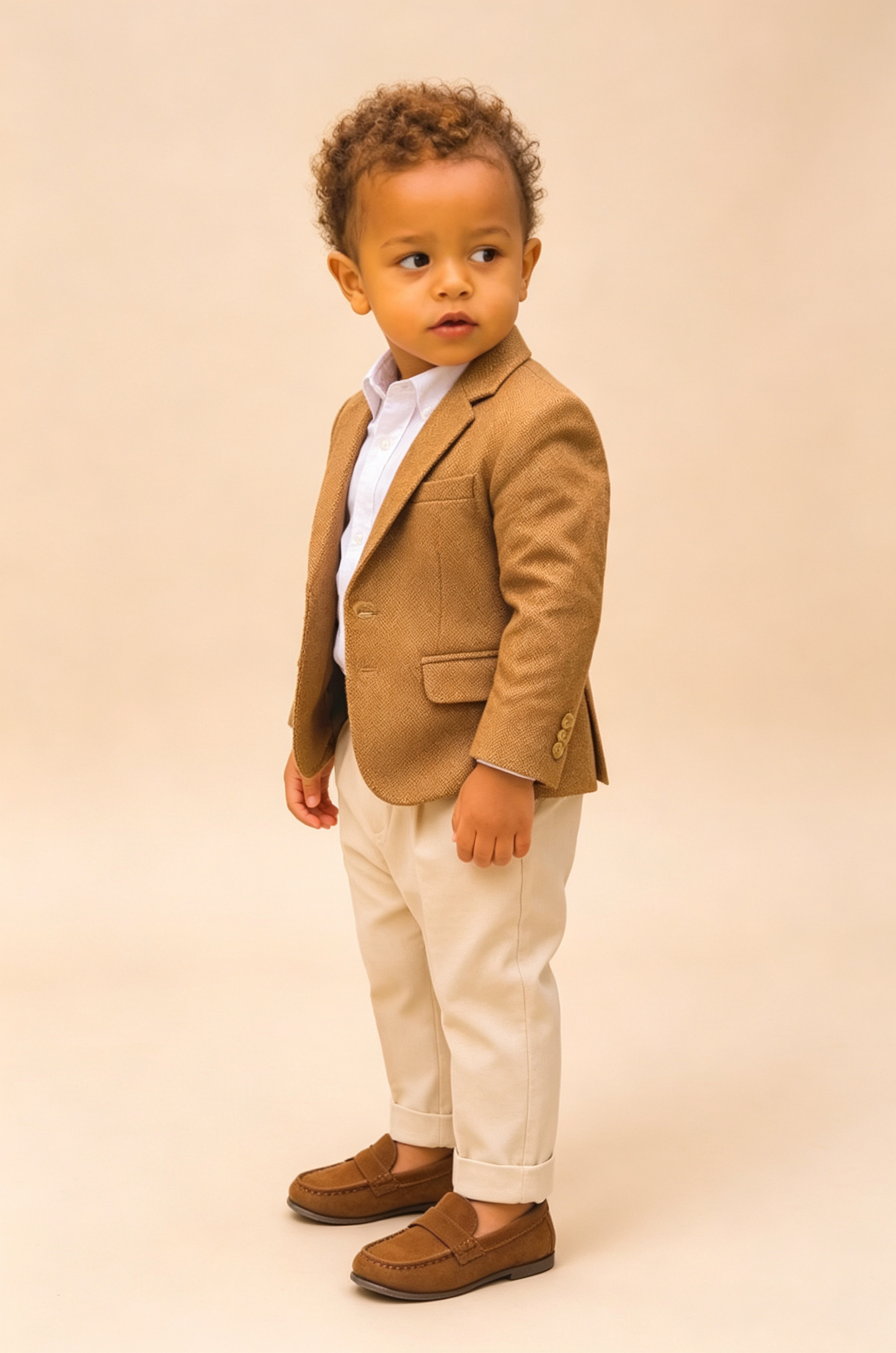 Khaki & Beige Trouser Herringbone Single‑Breasted Formal 2‑Piece Suit