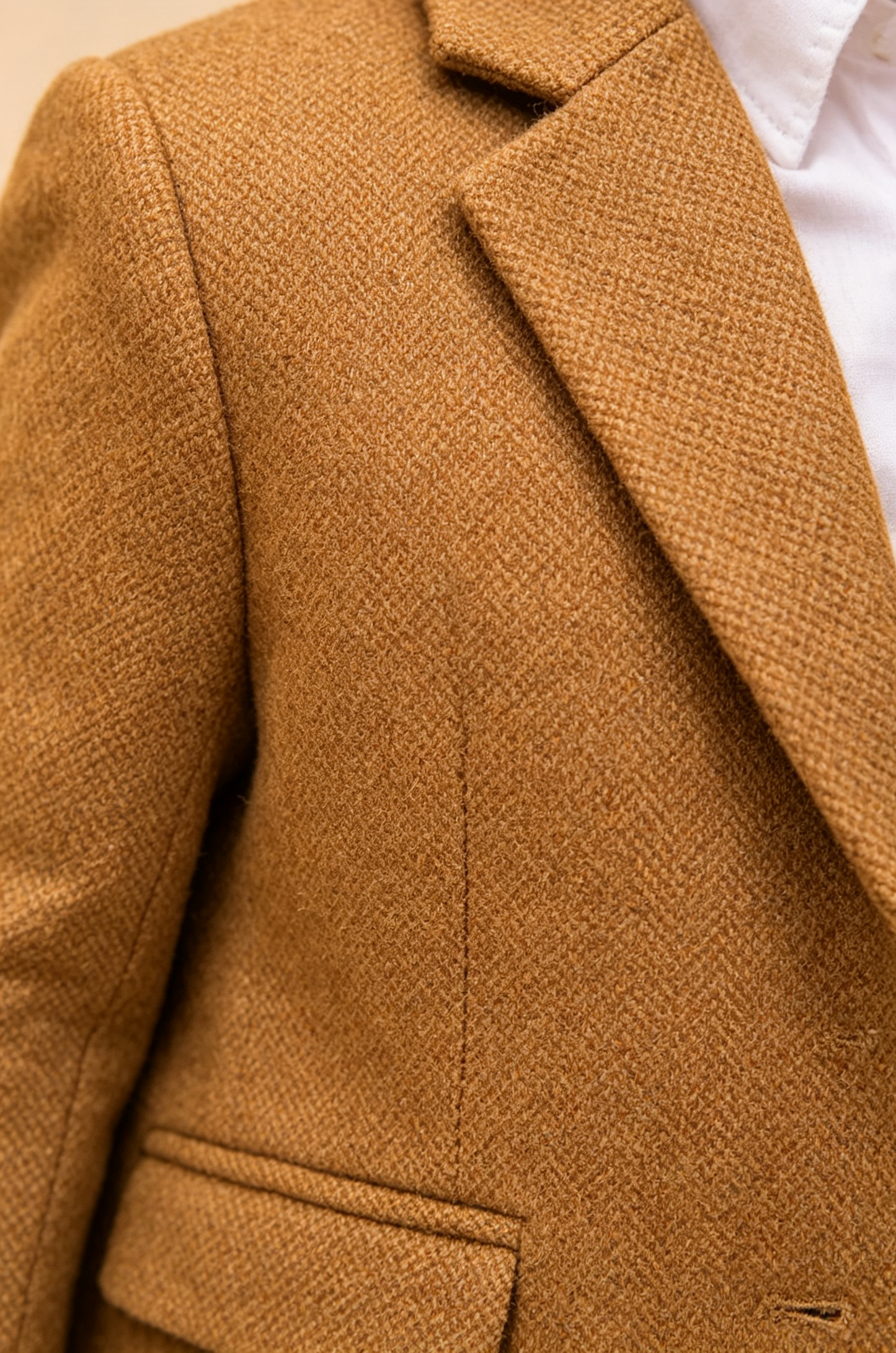 Khaki & Beige Trouser Herringbone Single‑Breasted Formal 2‑Piece Suit