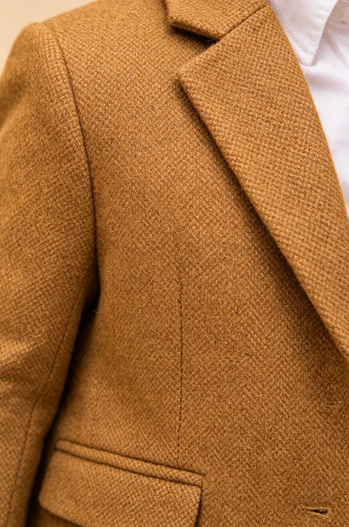 Khaki & Beige Trouser Herringbone Single‑Breasted Formal 2‑Piece Suit