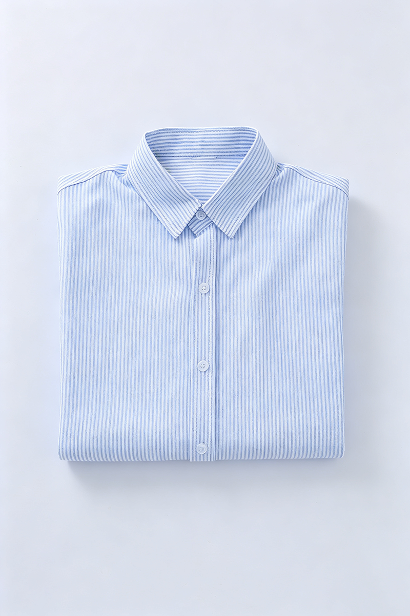 Boys Blue & White Striped Dress Shirt for Weddings with Point Collar