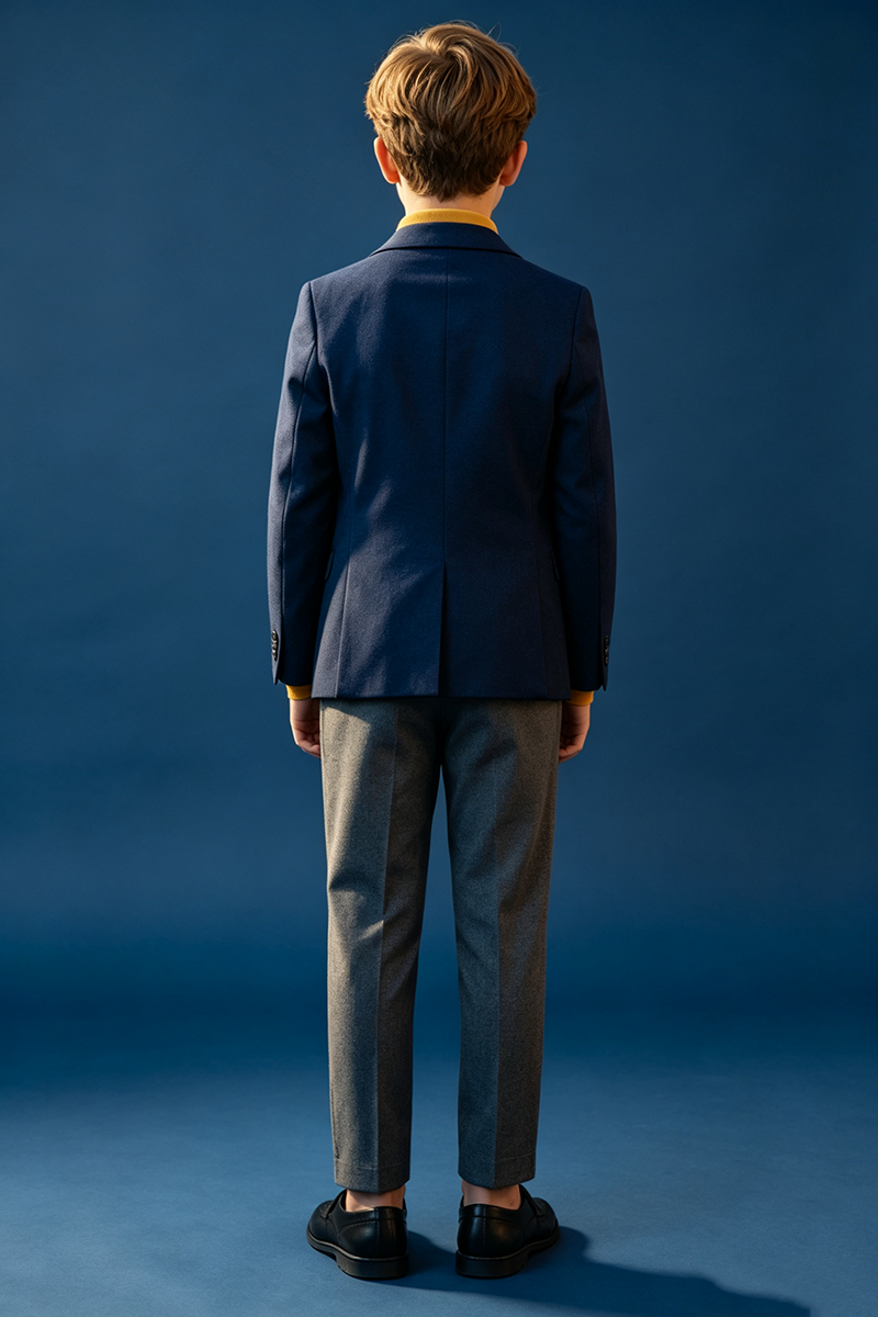 Boys Navy & Grey  with Classic Notch Lapel 2-Piece Suit for Weddings