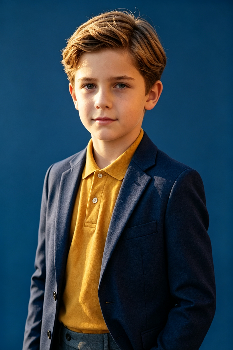 Boys Navy & Grey  with Classic Notch Lapel 2-Piece Suit for Weddings