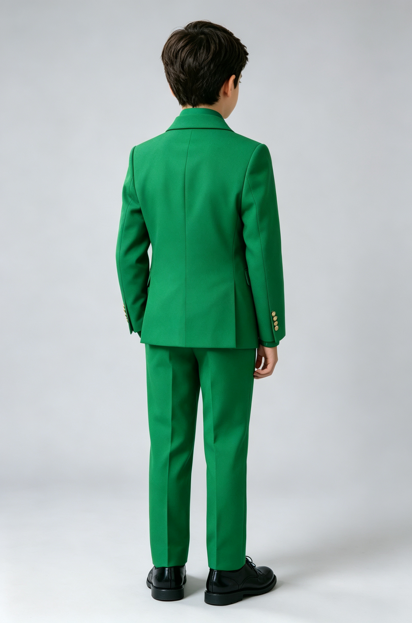 Boys Green Formal Gold Double‑Breasted 2‑Piece Suit