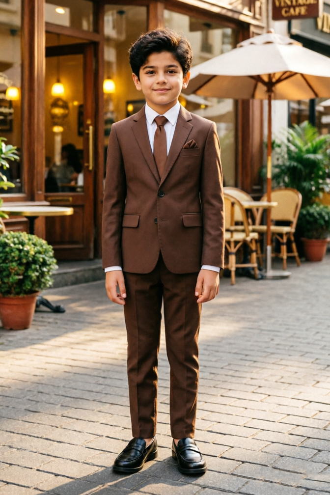 Deep Brown Formal Single‑Button 2‑Piece Suit