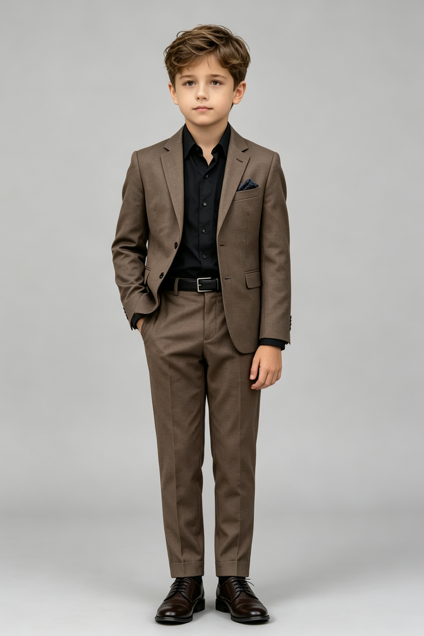 Deep Taupe Lapel Single‑Button 2‑Piece Suit