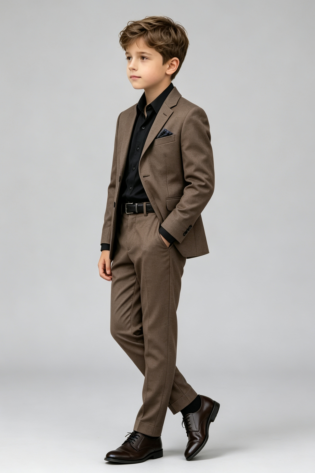 Deep Taupe Lapel Single‑Button 2‑Piece Suit